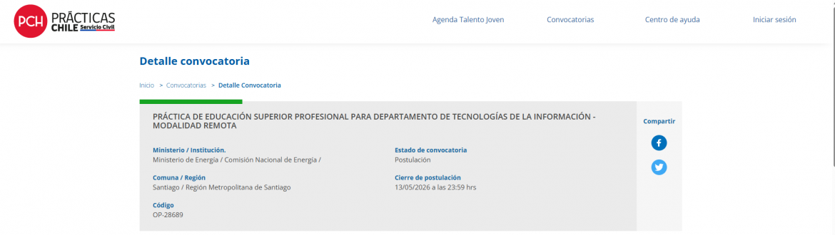 Departamento TI abre postulación para practicante
