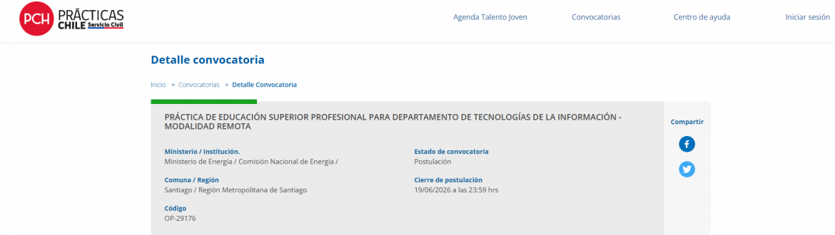Departamento TI abre postulación para practicante